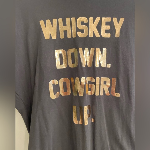 Whiskey Down Cowgirl Up Gray Tee - Picture 2 of 4